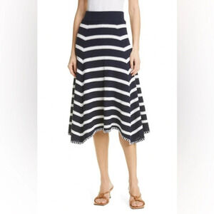 NWT LA LIGNE Crochet Stitch Knit Skirt Navy Cream
